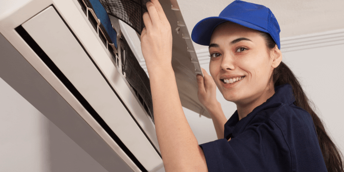 female HVAC tech