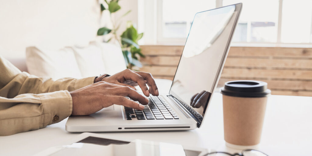 Man computer hands typing